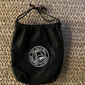 Golf Ball & Accessory Bag Black Leather Drawstring New